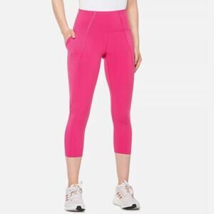 LAYER 8 22" HIIT Capri Athletic Leggings High Waist Compression Fit Pink Size L